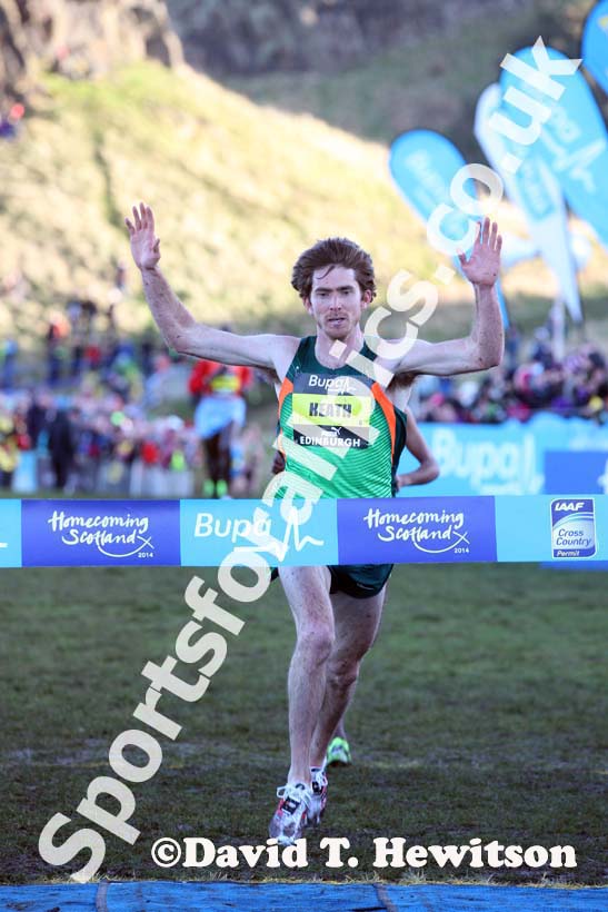 Garrett Heath (USA) wins the invitational mens 4k BUPA Great Edinburgh Cross Country. Photo: David T. Hewitson/Sports for All Pics